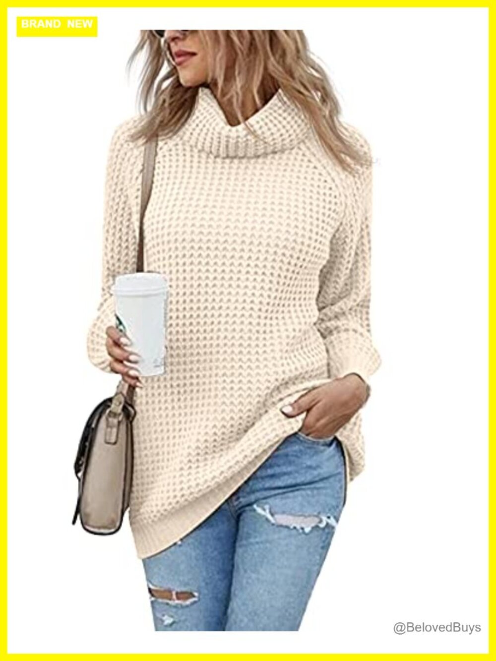 Oversized Chunky Knit Turtleneck Sweater Long Sleeve Pullover